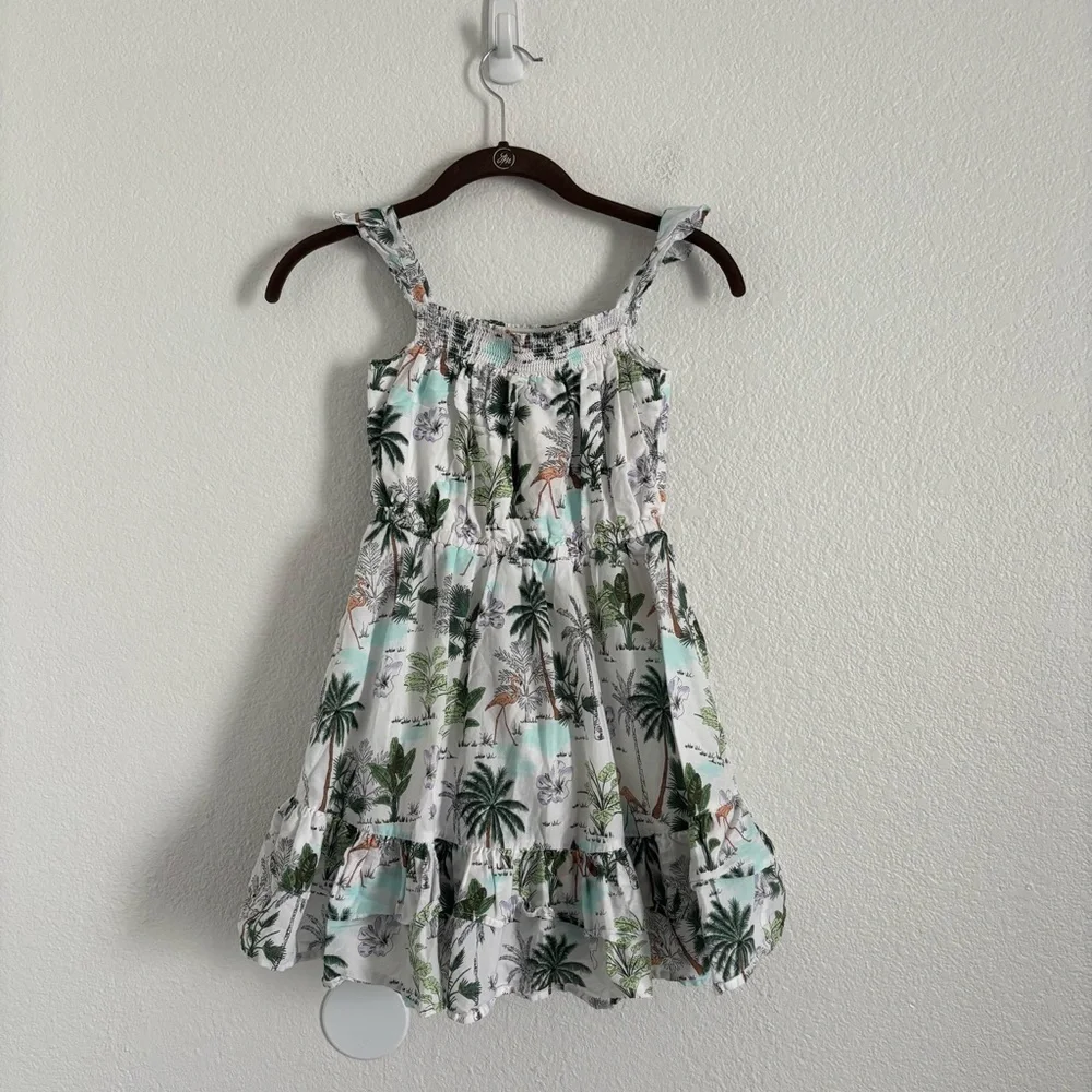 Janie and Jack Girls Size 8 Multicolor Tropical Flamingo Ruffle Dress